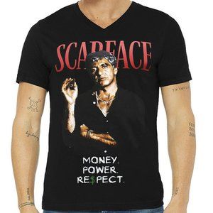 NWT EXCHANGE SCARFACE MONEY POWER MEN'S BLACK V-NECK SHORT SLEEVE T-SHIRT SIZE M